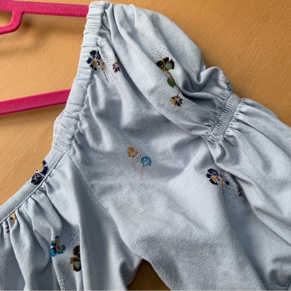 Intimately Free People Boho Light Blue Floral Bodysuit Cottagecore Coquette Puff - Picture 4 of 9